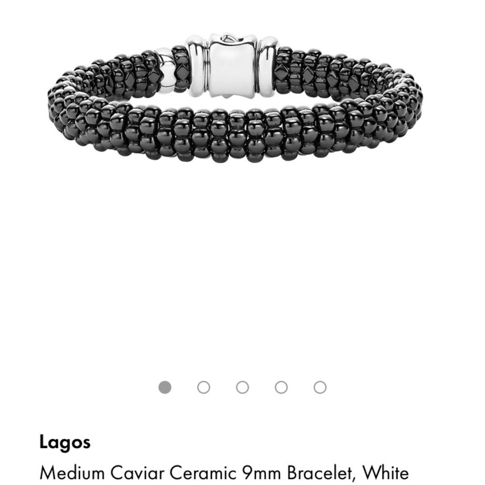 Medium Caviar Ceramic 9mm Bracelet, Black
